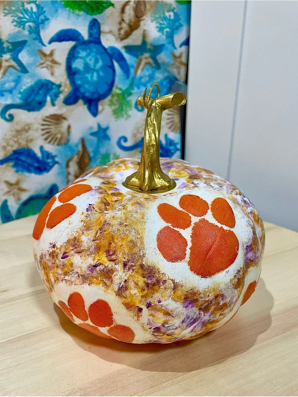 Clemson Themed Pumpkin